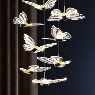 Butterfly Staircase Chandelier – Elegant Pendant Light with Artistic Butterfly Design-Staircase Chandeliers