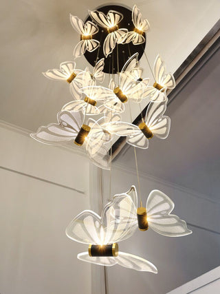 Butterfly Staircase Chandelier – Elegant Pendant Light with Artistic Butterfly Design-Staircase Chandeliers