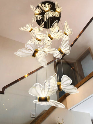 Butterfly Staircase Chandelier – Elegant Pendant Light with Artistic Butterfly Design-Staircase Chandeliers
