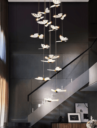 Butterfly Staircase Chandelier – Elegant Pendant Light with Artistic Butterfly Design-Staircase Chandeliers
