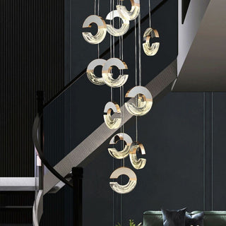 C-shaped Crystal Chandelier: Elegant Lighting Fixture-Staircase Chandeliers