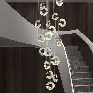 C-shaped Crystal Chandelier: Elegant Lighting Fixture-Staircase Chandeliers