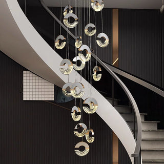 C-shaped Crystal Chandelier: Elegant Lighting Fixture-Staircase Chandeliers