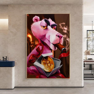 Captivating Pink Panther - Nostalgic Cartoon Canvas-Pink Panther Art