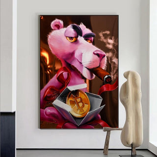 Captivating Pink Panther - Nostalgic Cartoon Canvas-Pink Panther Art
