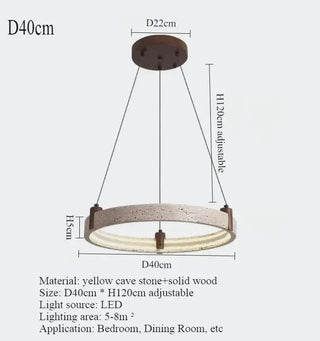 Cave Stone Ring Pendant Chandelier – Polished Steel &amp; Yellow Stone Finish