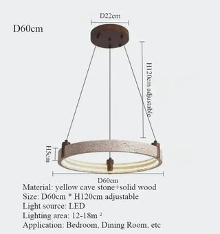 Cave Stone Ring Pendant Chandelier – Polished Steel &amp; Yellow Stone Finish