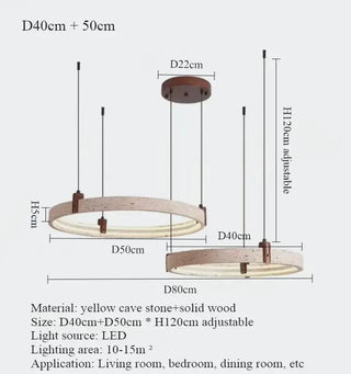 Cave Stone Ring Pendant Chandelier – Polished Steel &amp; Yellow Stone Finish