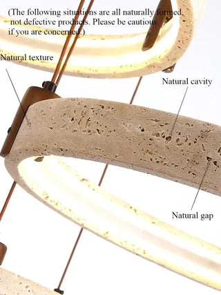 Cave Stone Ring Pendant Chandelier – Polished Steel &amp; Yellow Stone Finish