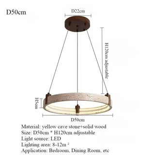 Cave Stone Ring Pendant Chandelier – Polished Steel &amp; Yellow Stone Finish