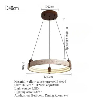 Cave Stone Ring Pendant Chandelier – Polished Steel &amp; Yellow Stone Finish