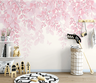 Cherry Tree: Pink Flowers Mural Wallpaper-Flower & Leaf Wallpaper