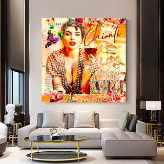Chianti Dievole Girl With Wine Canvas Wall Art-Wall Posters