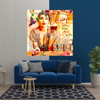 Chianti Dievole Girl With Wine Canvas Wall Art-Wall Posters