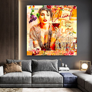 Chianti Dievole Girl With Wine Canvas Wall Art-Wall Posters