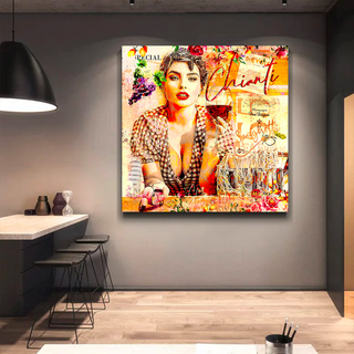 Chianti Dievole Girl With Wine Canvas Wall Art-Wall Posters