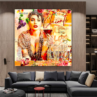 Chianti Dievole Girl With Wine Canvas Wall Art-Wall Posters
