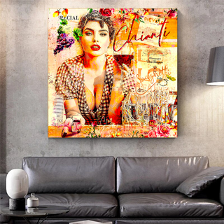 Chianti Dievole Girl With Wine Canvas Wall Art-Wall Posters
