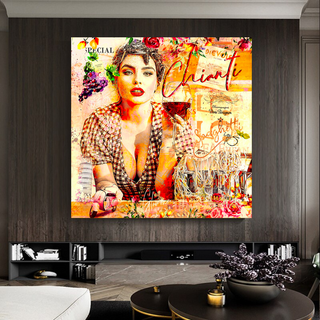 Chianti Dievole Girl With Wine Canvas Wall Art-Wall Posters