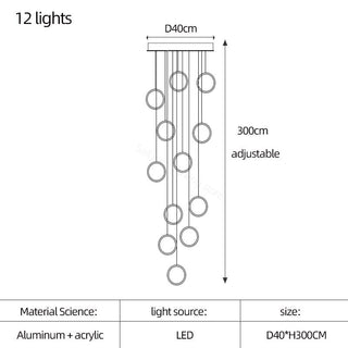 Circle Mingle LED Chandelier Light-Staircase Chandeliers