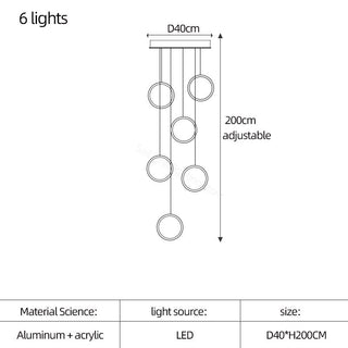 Circle Mingle LED Chandelier Light-Staircase Chandeliers