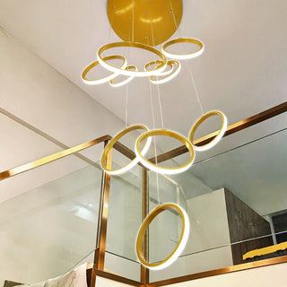 Circle Mingle LED Chandelier Light-Staircase Chandeliers