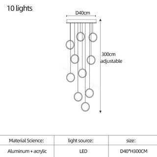 Circle Mingle LED Chandelier Light-Staircase Chandeliers