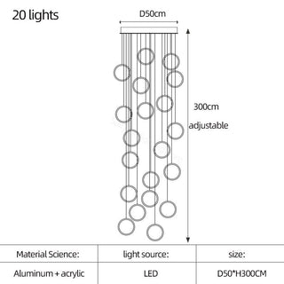 Circle Mingle LED Chandelier Light-Staircase Chandeliers