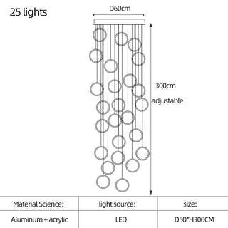 Circle Mingle LED Chandelier Light-Staircase Chandeliers