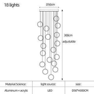 Circle Mingle LED Chandelier Light-Staircase Chandeliers