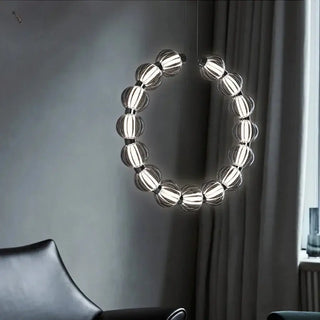 Circular Ring Chrome LED Pearl Chandelier-Chandeliers