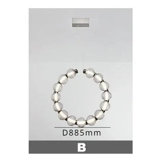 Circular Ring Chrome LED Pearl Chandelier-Chandeliers