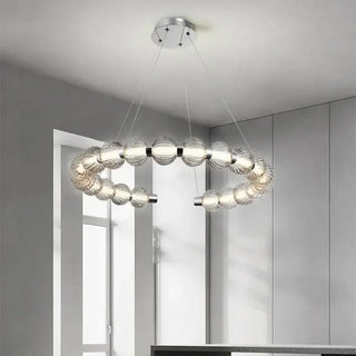 Circular Ring Chrome LED Pearl Chandelier-Chandeliers