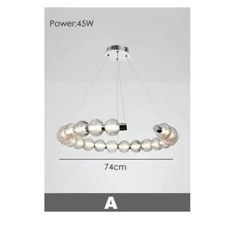 Circular Ring Chrome LED Pearl Chandelier-Chandeliers