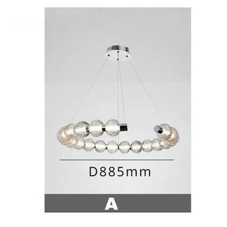 Circular Ring Chrome LED Pearl Chandelier-Chandeliers