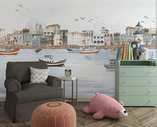 City Escape Wallpaper Mural: Stylish Urban Wall Art-Geometric Shapes Wallpaper