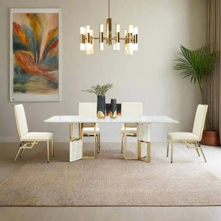 Classic Marble & Gold Texture Dining Table-Dining Tables