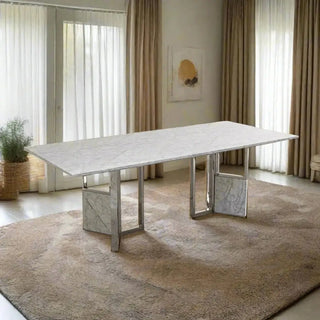 Classic Marble & Gold Texture Dining Table-Dining Tables