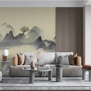 Cloudy Morning Lake Wallpaper: A Stunning Nature Scene-Mountain Wallpaper