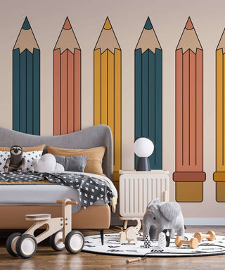 Colour Pencils Kids room Wallpaper-Kids Room Wallpaper