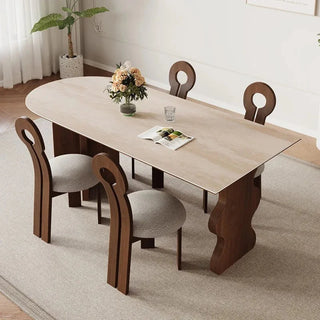 Comedor Solid Wood & Slab Dining Table Set – Strength & Elegance-Dining Tables