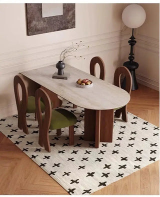 Comedor Solid Wood & Slab Dining Table Set – Strength & Elegance-Dining Tables