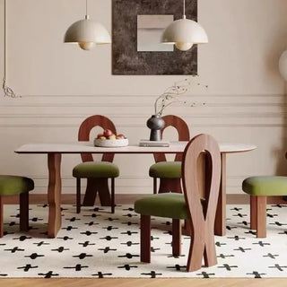 Comedor Solid Wood & Slab Dining Table Set – Strength & Elegance-Dining Tables