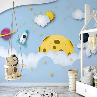 Cosmic Adventure 3D Astronaut Universe Wallpaper-Kids Room Wallpaper
