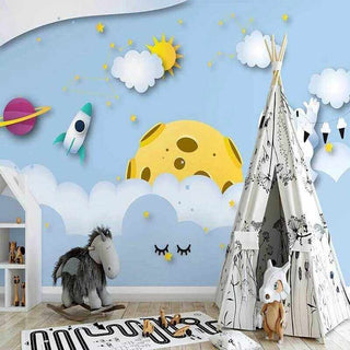 Cosmic Adventure 3D Astronaut Universe Wallpaper-Kids Room Wallpaper