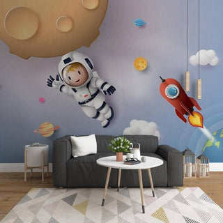 Cosmic Adventures Astronaut in space Wallpaper-Kids Room Wallpaper