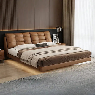 Cowhide Leather Cama Bed Frame-Bed Frame