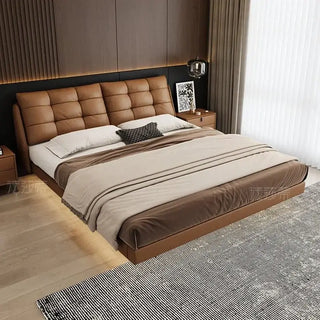 Cowhide Leather Cama Bed Frame-Bed Frame