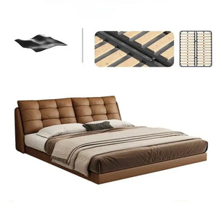 Cowhide Leather Cama Bed Frame-Bed Frame