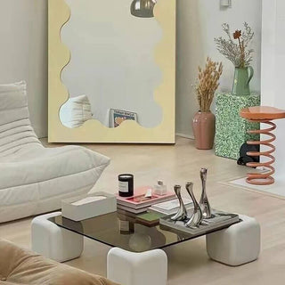 Crystal Clear Pine Wood Square Coffee Table-Coffee Table